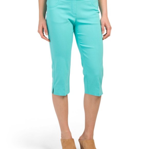 Ruby Rd Petite teal stretchy capri pants 10P - Picture 2 of 6